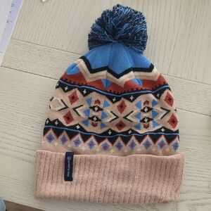 United By Blue Geometric Patterned Beanie with Pom Pom